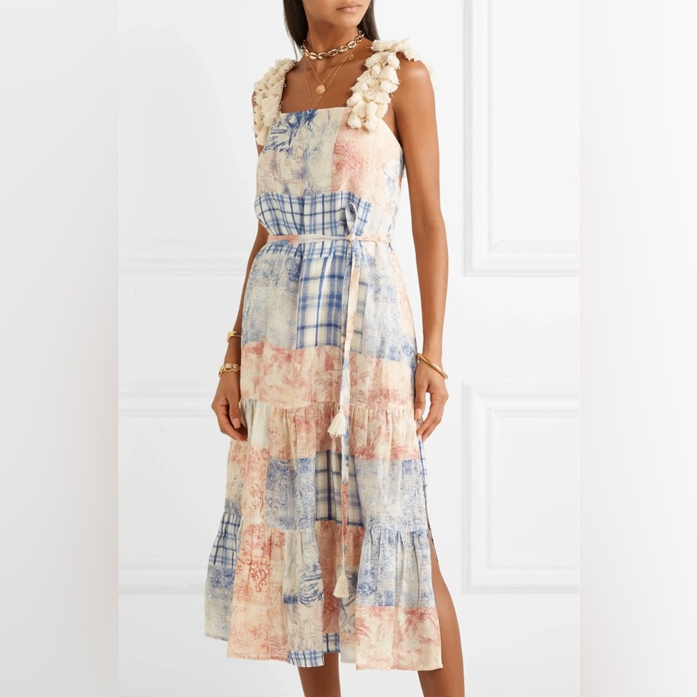 Tory Burch Patchwork Tassels Midi Dress